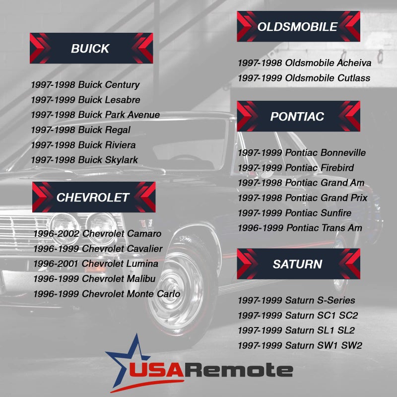 USARemote Car Key Fob Keyless Entry Remote fits Cadillac CTS SRX/Chevy Cavalier Malibu/Oldsmobile Alero/Pontiac Grand Am Sunfire/Saturn SC1 SC2 SL SL1 SL2 SW2 (L2C0005T), Set of 2 - Image 4